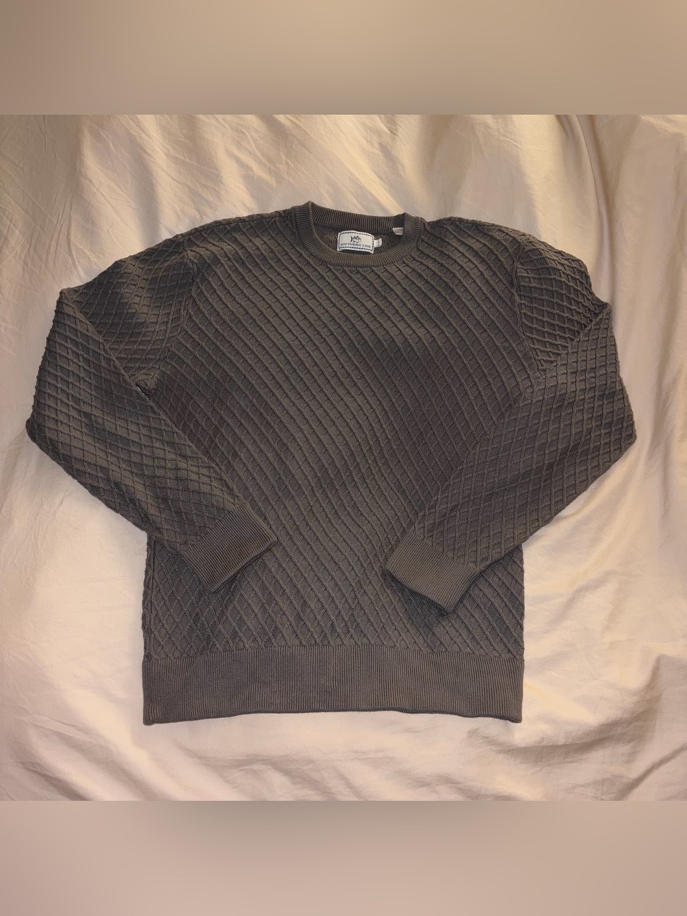 Southern Tide gray diamond knit cotton sweater size S